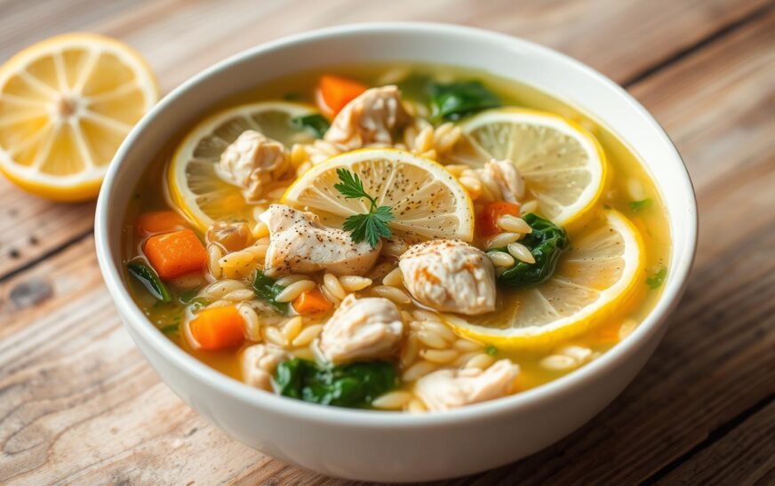 Zesty Lemon Chicken Orzo Soup Recipe