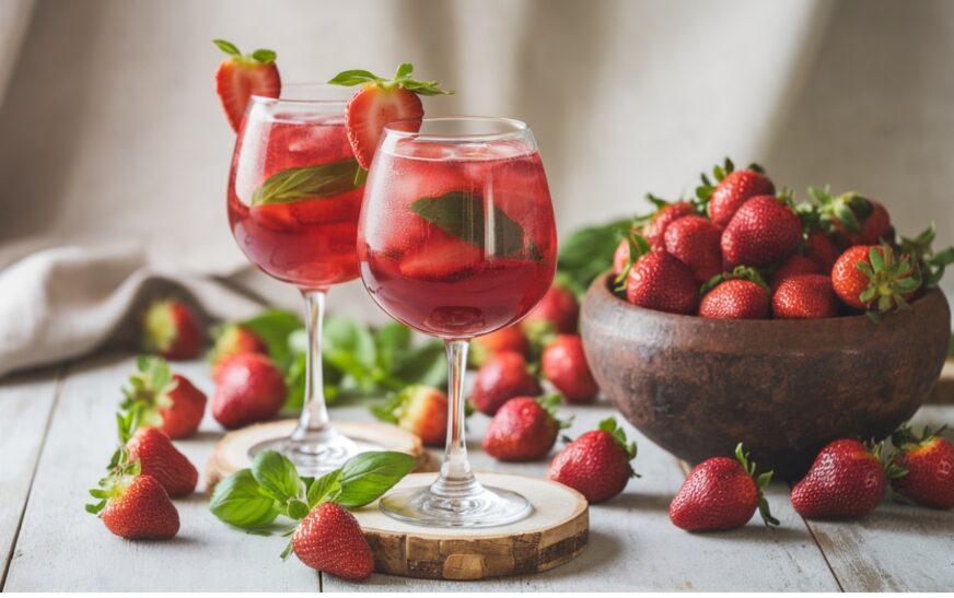 Strawberry Basil Spritzer Mocktail