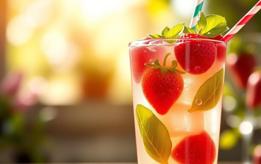 Strawberry Basil Spritzer Mocktail