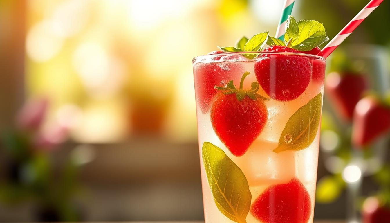 Strawberry Basil Spritzer Mocktail