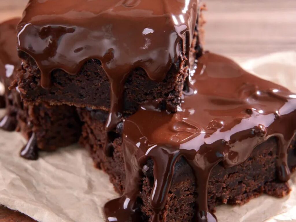 Dense and fudgy brownies with a rich chocolate flavor.