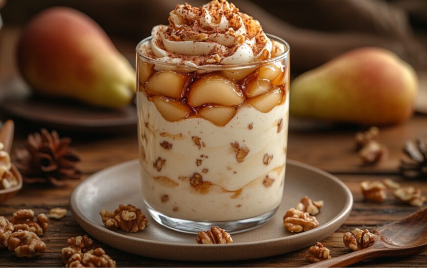 Warm Spiced Caramelized Pear & Walnut Yogurt Parfait