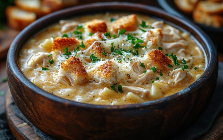 Creamy Garlic Parmesan Chicken Soup Recipe