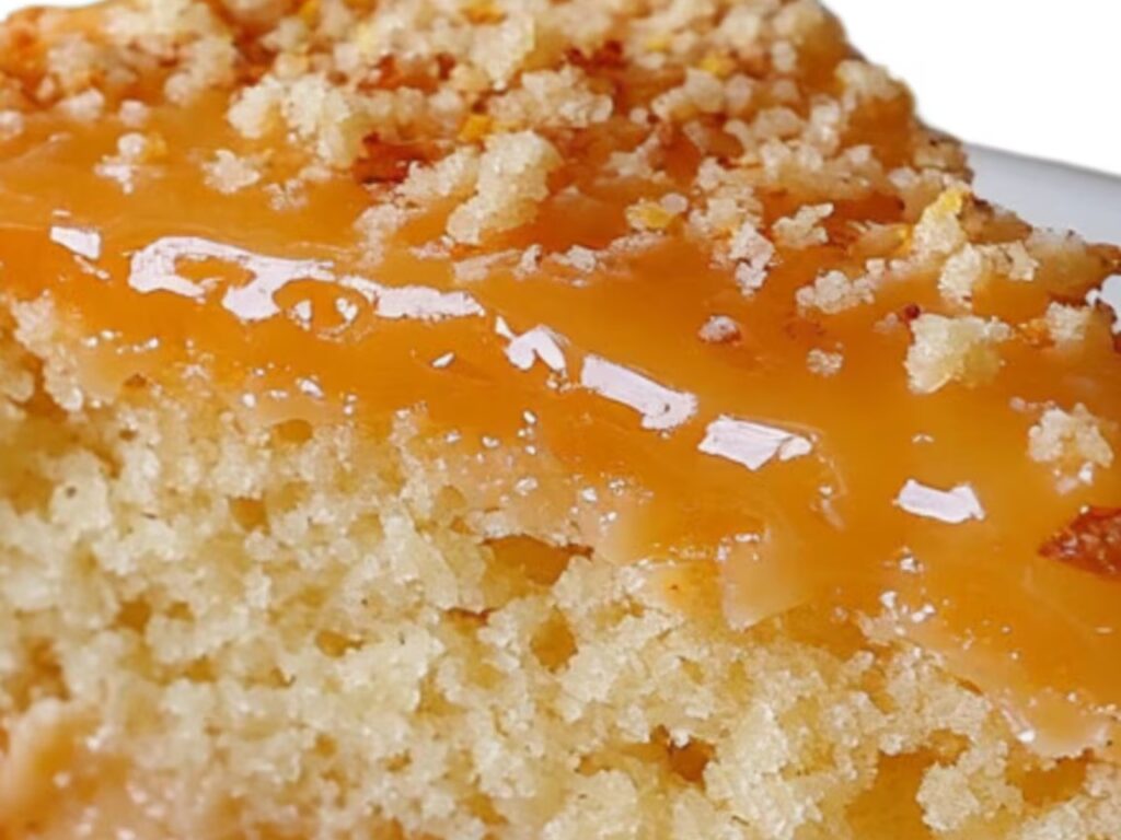 A rich caramel-flavored sponge cake with a buttery caramel glaze.