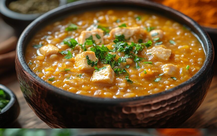 🇮🇳 Indian Mulligatawny Soup with Chicken and Lentils