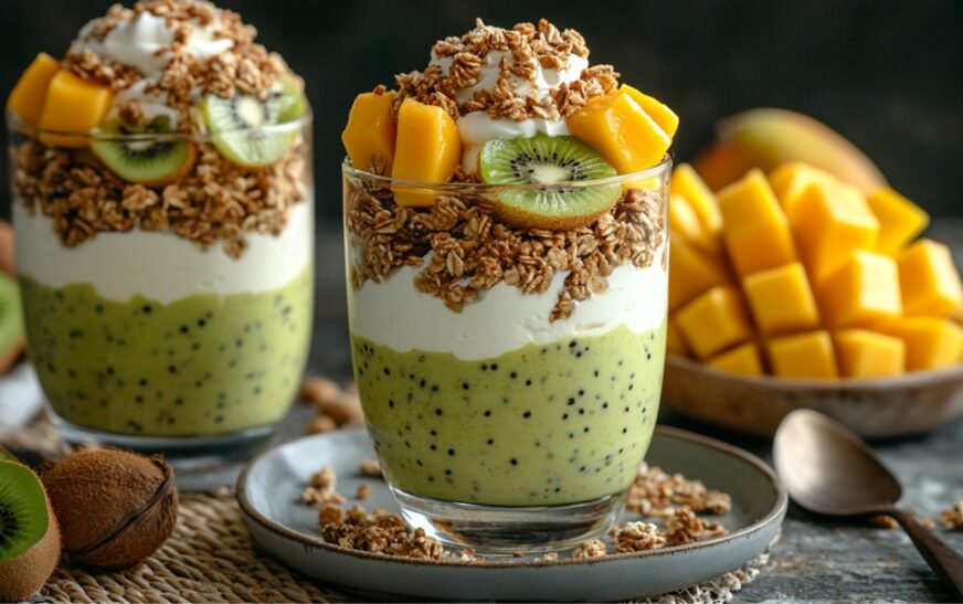 Layered Matcha Green Tea Yogurt Parfait Recipe