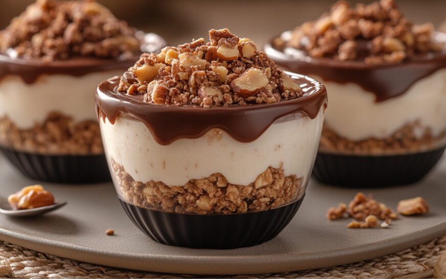 Decadent Peanut Butter Yogurt Cup with Magic Shell Topping Recipe