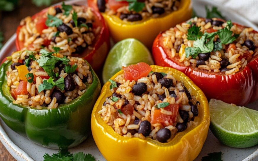 Healthy Stuffed Bell Peppers with Brown Rice and Black Beans Recipe