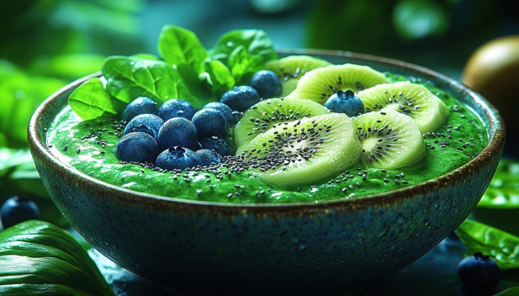 smoothie bowls with kale and spinach
