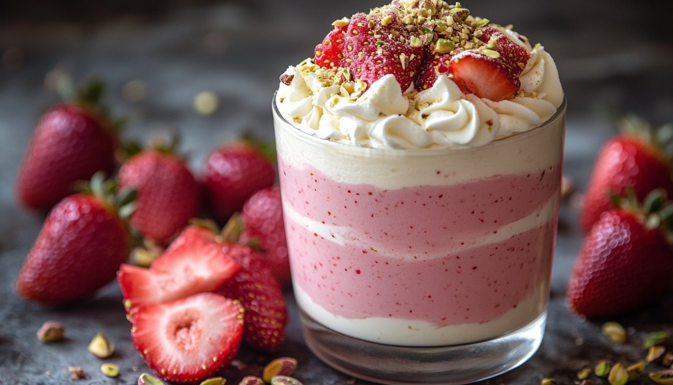 Indulgent Strawberry and Pistachio Layered Mousse Recipe