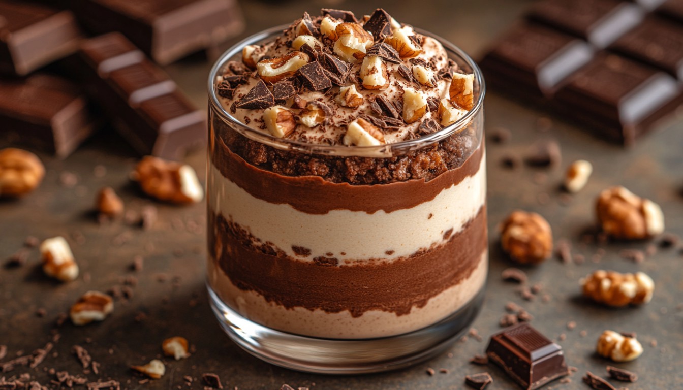 Decadent Vanilla and Chocolate Layered Dessert with Crushed Nuts