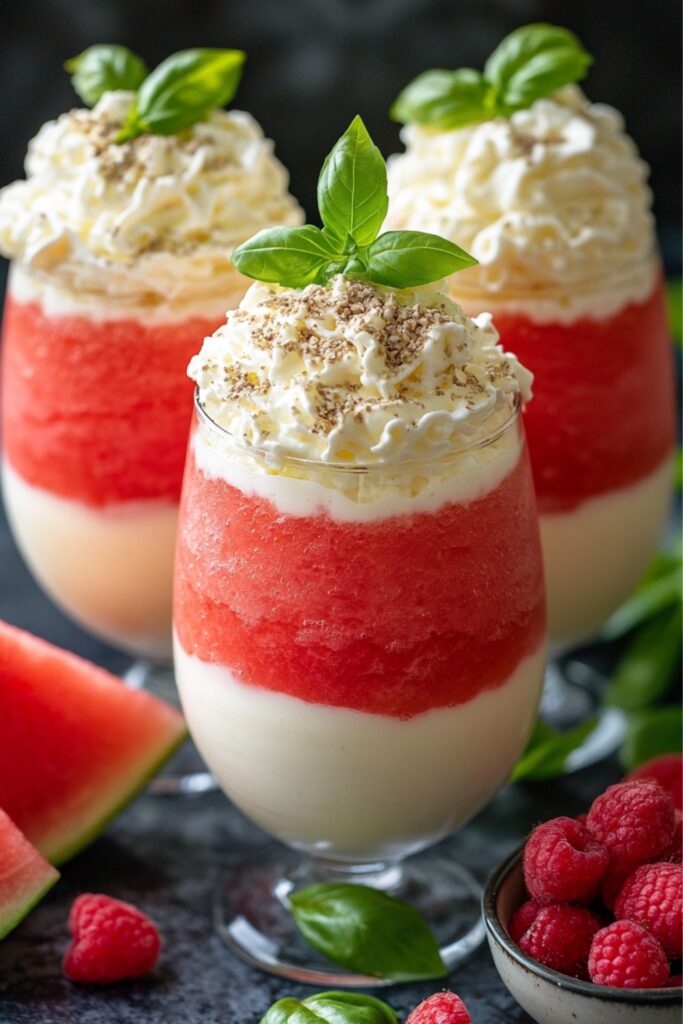 Watermelon & Yogurt Parfait with Fresh Basil